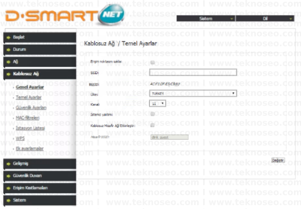 D-Smart D-Link DSL-2640U Arayüz Giriş Parolası, D-Smart D-Link DSL-2640U Kablosuz Ayarlar, D-Smart D-Link DSL-2640U Modem Kurulumu, D-Smart D-Link DSL-2640U Sıfırlama