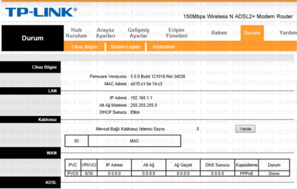 TP-Link TD-W8961ND Arayüz Giriş Parolası, TP-Link TD-W8961ND Modem Kurulumu, TP-Link TD-W8961nd Kablosuz Ayarlar, TP-Link TD-W8961nd Sıfır