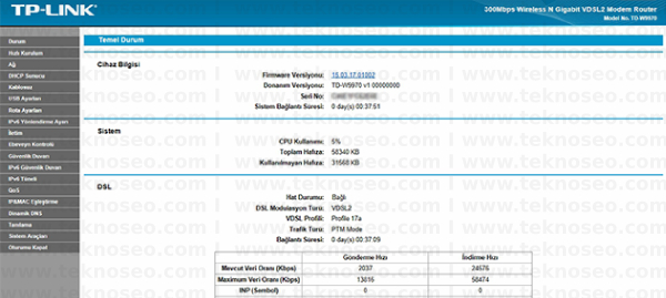 TP-Link TD-W9970 Arayüz Giriş Şifresi, TP-Link TD-W9970 Modem Kurulumu, TP-Link TD-W9970 Kablosuz Ayarlar, TP-Link TD-W9970 Sıfırlama