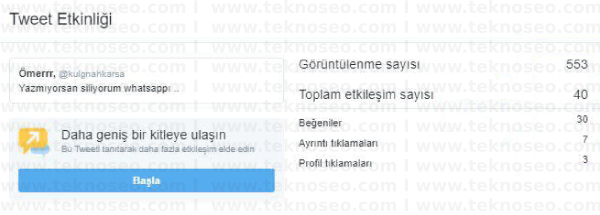 Kaç kişi tweet'imi okudu, Twitter hesabıma kimin baktığını, Twitter profilime bakan, kaç kişinin tweet'imi gördüğünü öğrenebilir miyim?