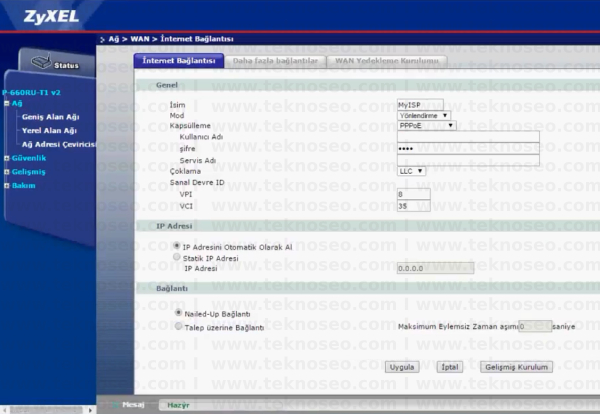 Zyxel P-660RU-T1 Arayüz Giriş Parolası, Zyxel P-660RU-T1 Modem Kurulumu, Zyxel P-660RU-T1 Niyet Ayarları, Zyxel P-660RU-T1 RESET
