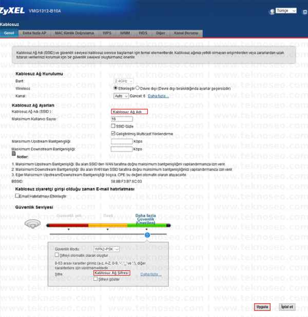 Zyxel VMG1312-B10D Arayüz Giriş Parolası, Zyxel VMG1312-B10D Modem Kurulumu, Zyxel VMG1312-B10D Kablosuz Ayarları, Zyxel VMG1312-B10D Sıfırlama